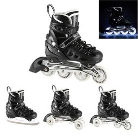 Αυξομειούμενα Roller NH 10905 ΣΕΤ 4 ΣΕ 1 INLINE SKATES NILS EXTREME Μαυρο LED-Medium(35-38)