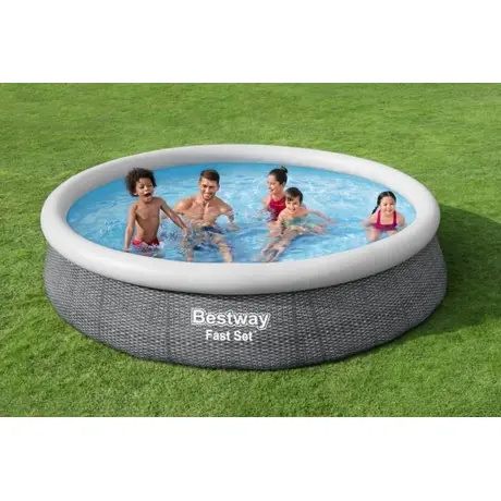 Πισινα Φουσκωτη Στρογγυλή 366x76cm Fast Set Pools Rattan BESTWAY 15747